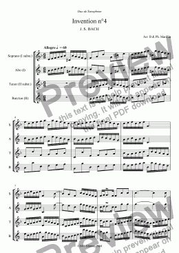 page one of Bach - 2 voices Inventions n°4, 5, 6 (Sax Duo)