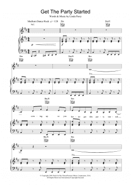 page one of Get The Party Started (Piano, Vocal & Guitar Chords)