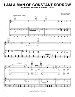 page one of I Am A Man Of Constant Sorrow (Piano, Vocal & Guitar Chords (Right-Hand Melody))