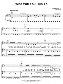 page one of Who Will You Run To (Piano, Vocal & Guitar Chords (Right-Hand Melody))