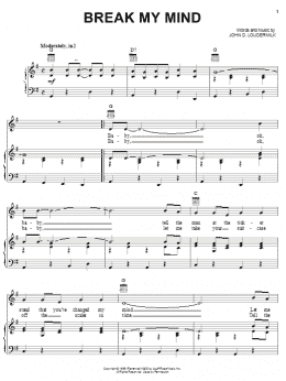 page one of Break My Mind (Piano, Vocal & Guitar Chords (Right-Hand Melody))