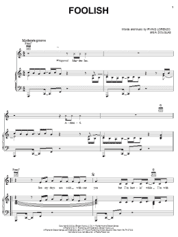 page one of Foolish (Piano, Vocal & Guitar Chords (Right-Hand Melody))