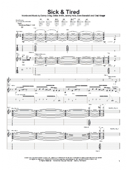page one of Sick & Tired (Guitar Tab)