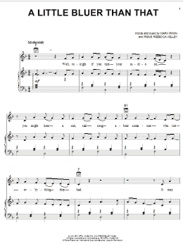 page one of A Little Bluer Than That (Piano, Vocal & Guitar Chords (Right-Hand Melody))