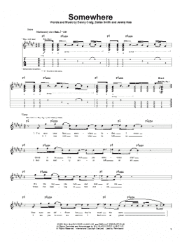 page one of Somewhere (Guitar Tab)
