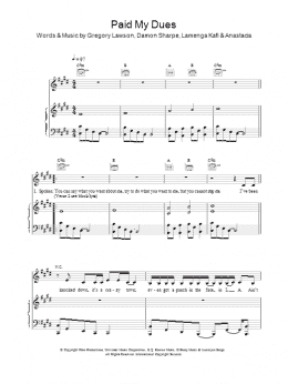 page one of Paid My Dues (Piano, Vocal & Guitar Chords)