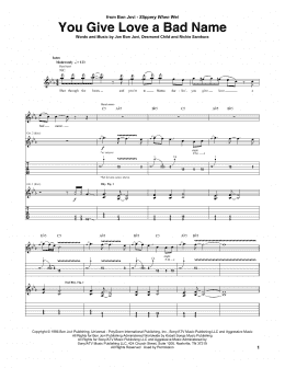 page one of You Give Love A Bad Name (Guitar Tab)