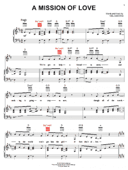 page one of A Mission Of Love (Piano, Vocal & Guitar Chords (Right-Hand Melody))