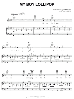 page one of My Boy Lollipop (Piano, Vocal & Guitar Chords (Right-Hand Melody))