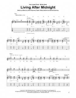page one of Living After Midnight (Guitar Tab)