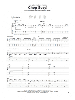 page one of Chop Suey! (Guitar Tab)