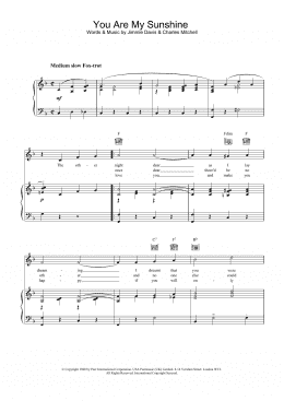 page one of You Are My Sunshine (Piano, Vocal & Guitar Chords)