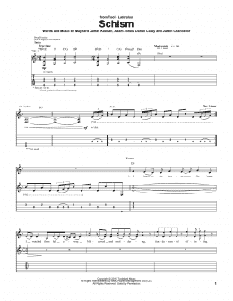 page one of Schism (Guitar Tab)