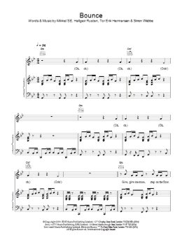 page one of Bounce (Piano, Vocal & Guitar Chords)