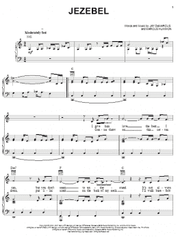 page one of Jezebel (Piano, Vocal & Guitar Chords (Right-Hand Melody))