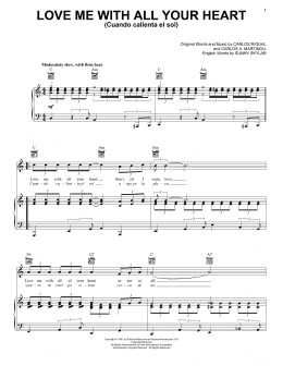 page one of Love Me With All Your Heart (Cuando Calienta El Sol) (Piano, Vocal & Guitar Chords (Right-Hand Melody))