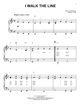 page one of I Walk The Line (Easy Piano)