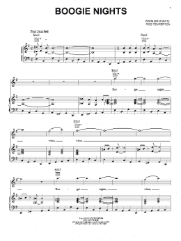 page one of Boogie Nights (Piano, Vocal & Guitar Chords (Right-Hand Melody))