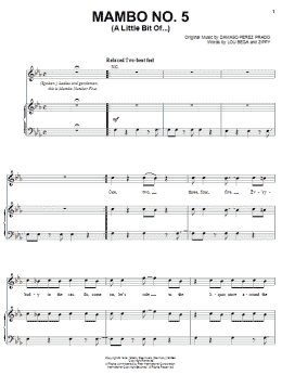 page one of Mambo No. 5 (A Little Bit Of...) (Piano, Vocal & Guitar Chords (Right-Hand Melody))