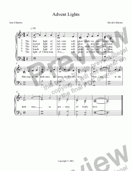 page one of Advent Lights (Song for lighting Advent Candles)