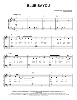 page one of Blue Bayou (Easy Piano)