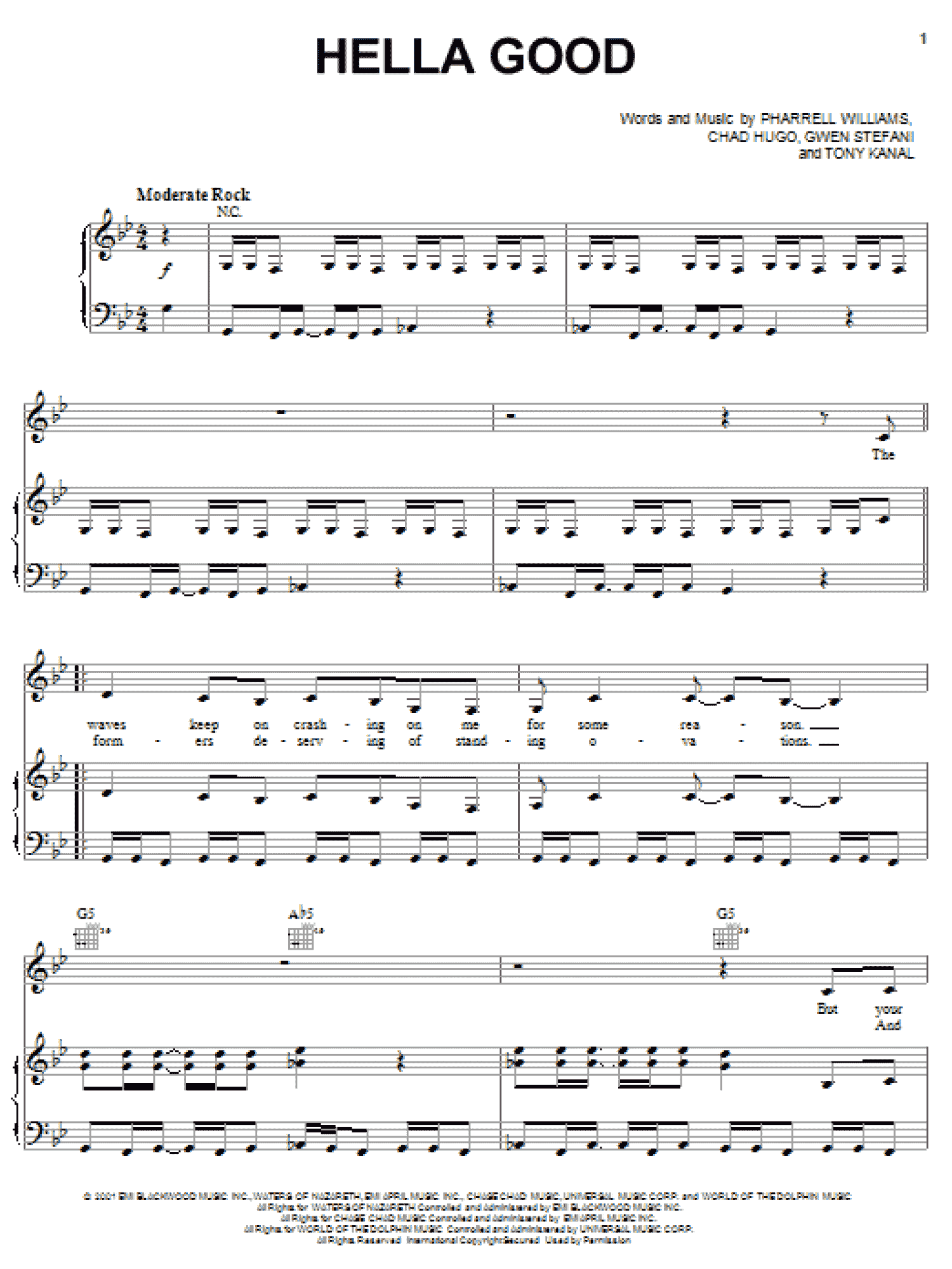 Hella Good (Piano, Vocal & Guitar Chords (Right-Hand Melody))