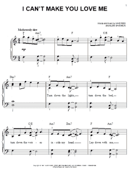 page one of I Can't Make You Love Me (Easy Piano)