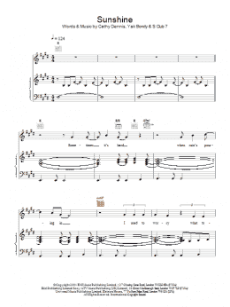 page one of Sunshine (Piano, Vocal & Guitar Chords)
