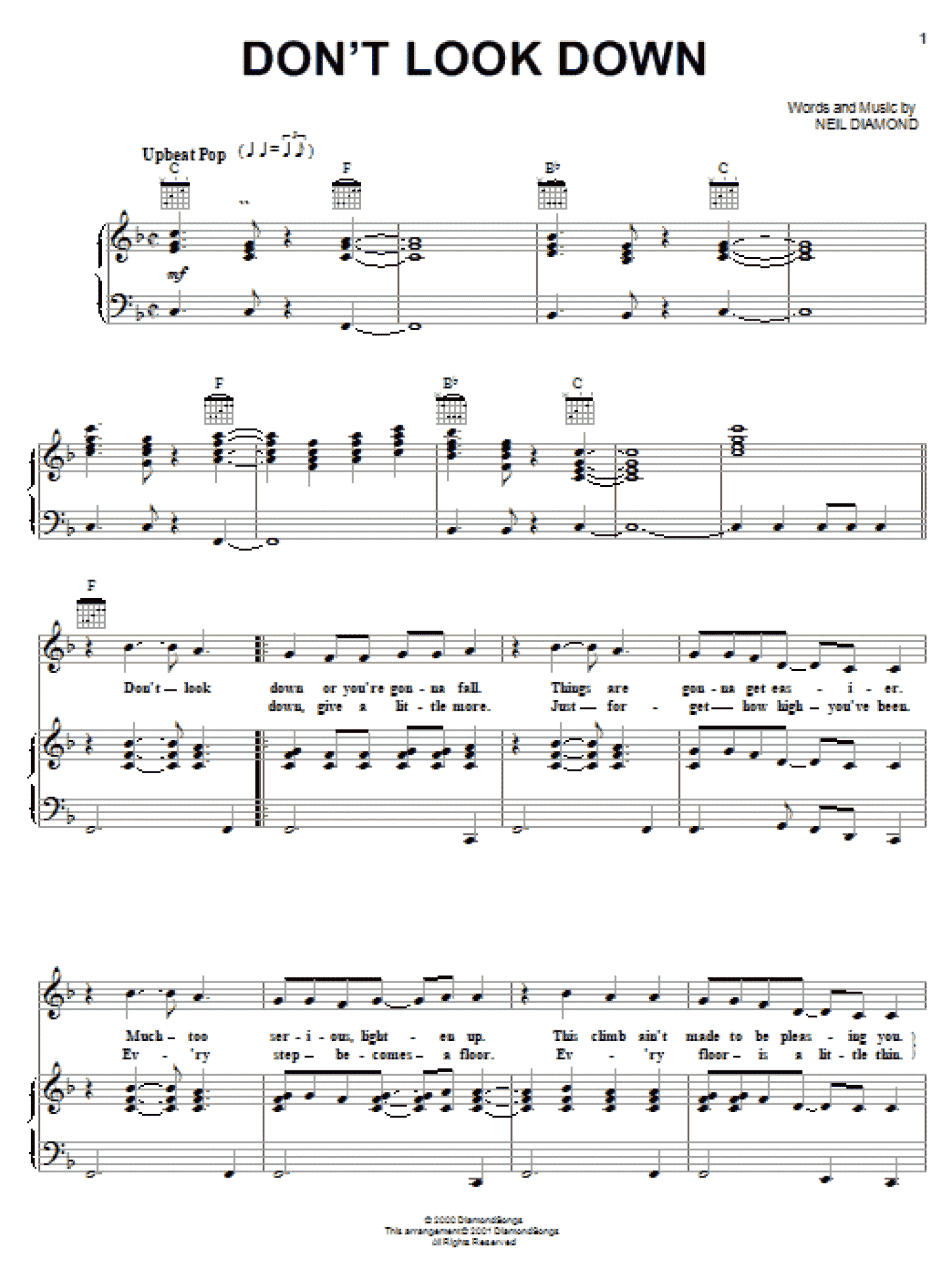 Don't Look Down (Piano, Vocal & Guitar Chords (Right-Hand Melody))