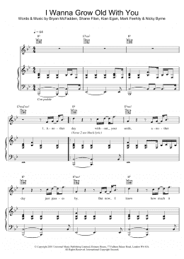 page one of I Wanna Grow Old With You (Piano, Vocal & Guitar Chords)