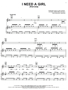 page one of I Need A Girl (Part One) (Piano, Vocal & Guitar Chords (Right-Hand Melody))