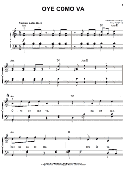 page one of Oye Como Va (Easy Piano)