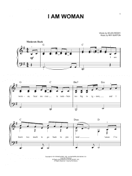 page one of I Am Woman (Easy Piano)