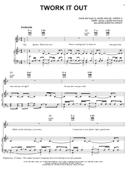 page one of Twork It Out (Piano, Vocal & Guitar Chords (Right-Hand Melody))