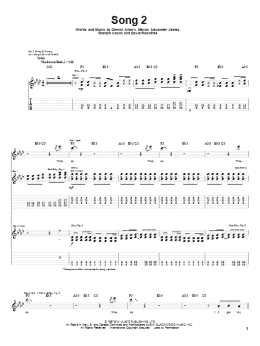 page one of Song 2 (Guitar Tab)