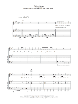 page one of Vindaloo (Piano, Vocal & Guitar Chords)