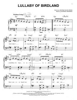 page one of Lullaby Of Birdland (Easy Piano)