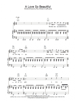 page one of A Love So Beautiful (Piano, Vocal & Guitar Chords)