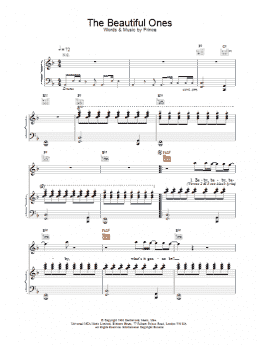 page one of The Beautiful Ones (Piano, Vocal & Guitar Chords)