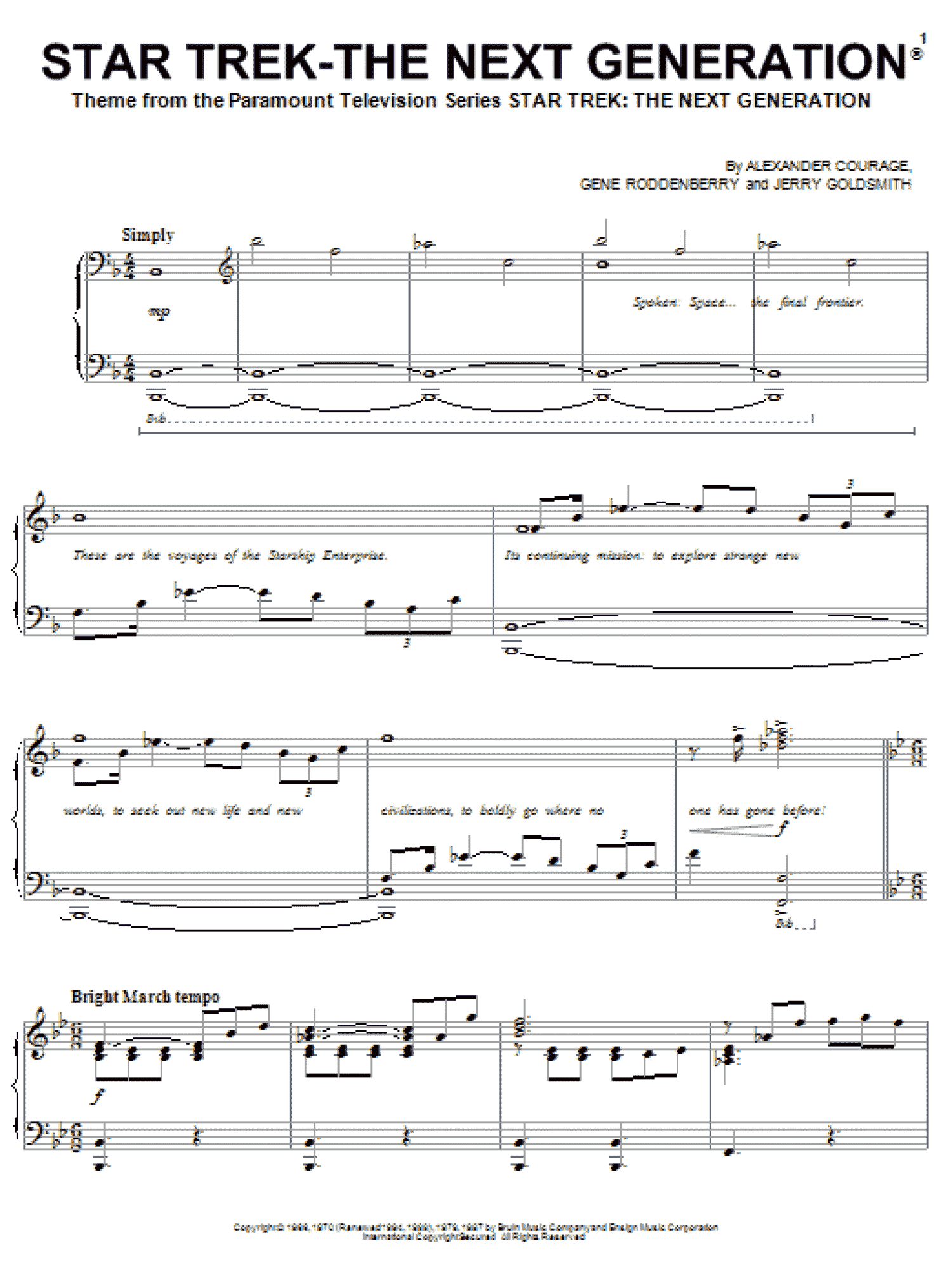 Star Trek - The Next Generation (Piano, Vocal & Guitar Chords (Right-Hand Melody))