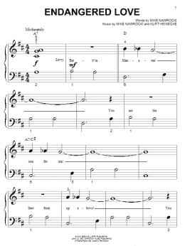 page one of Endangered Love (Big Note Piano)