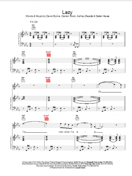 page one of Lazy (Piano, Vocal & Guitar Chords)