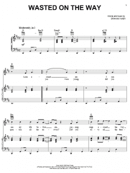page one of Wasted On The Way (Piano, Vocal & Guitar Chords (Right-Hand Melody))