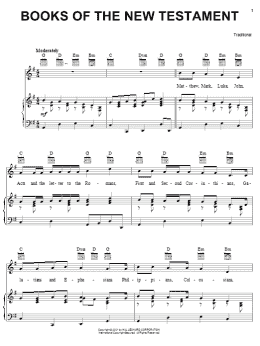 page one of Books Of The New Testament (Piano, Vocal & Guitar Chords (Right-Hand Melody))