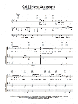 page one of Girl I'll Never Understand (Piano, Vocal & Guitar Chords)