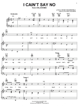 page one of I Cain't Say No (from Oklahoma!) (Piano, Vocal & Guitar Chords (Right-Hand Melody))