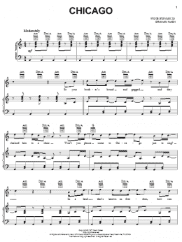 page one of Chicago (Piano, Vocal & Guitar Chords (Right-Hand Melody))