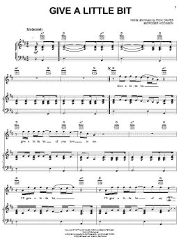page one of Give A Little Bit (Piano, Vocal & Guitar Chords (Right-Hand Melody))