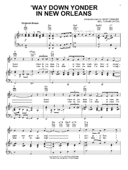 page one of 'Way Down Yonder In New Orleans (Piano, Vocal & Guitar Chords (Right-Hand Melody))