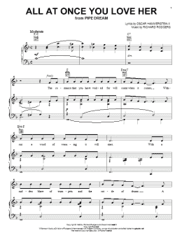 page one of All At Once You Love Her (Piano, Vocal & Guitar Chords (Right-Hand Melody))